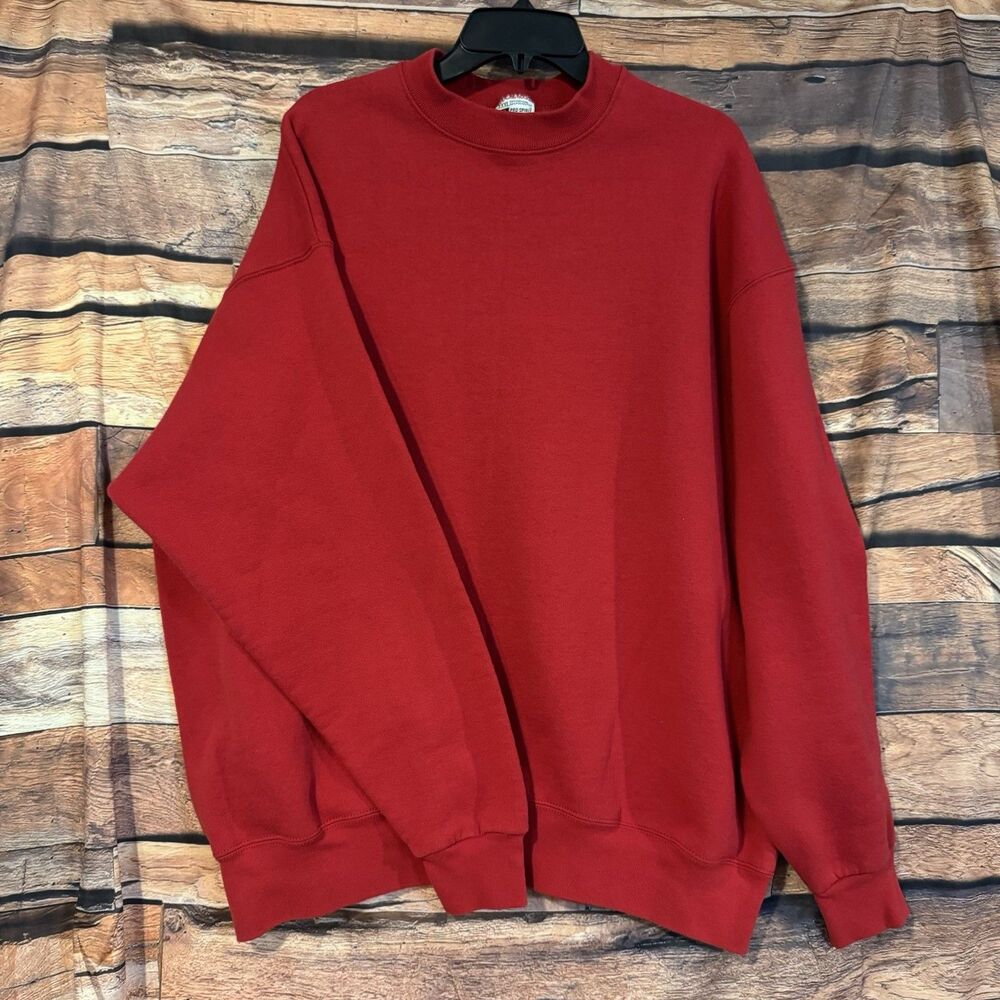 Vintage Pro Spirit XXXL Blank Red Crewneck Sweatshirt Mens Heavyweight USA 90s